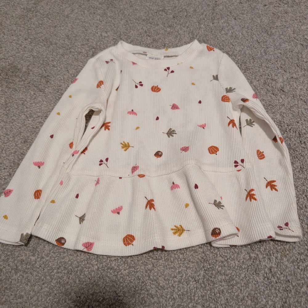 3 For $12 Okie Dokie Cream Autumn Print Long Sleeve Tee - Picture 1 of 3